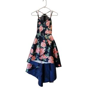 Floral Kids Dress with Pink and Blue Design